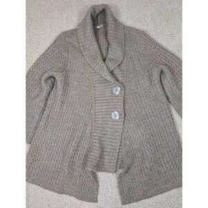 J Jill Cardigan Chunky Gray Two Button Cowl Neck Sweater Wool Alpaca Blend Sz M